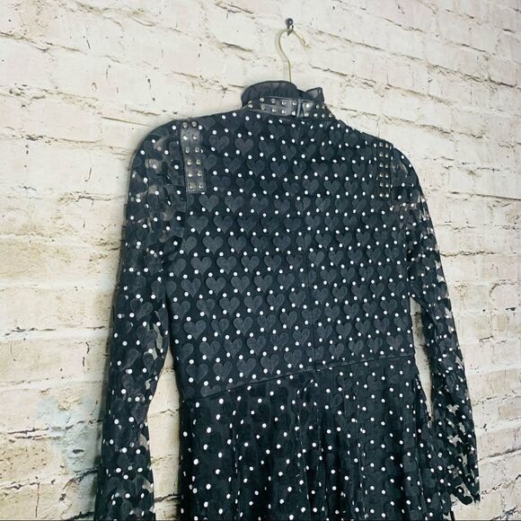 Felt Heart Bow and Studs Dress Goth Princess sz Small Kawaii - Picture 9 of 13